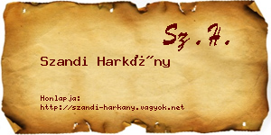 Szandi Harkány névjegykártya